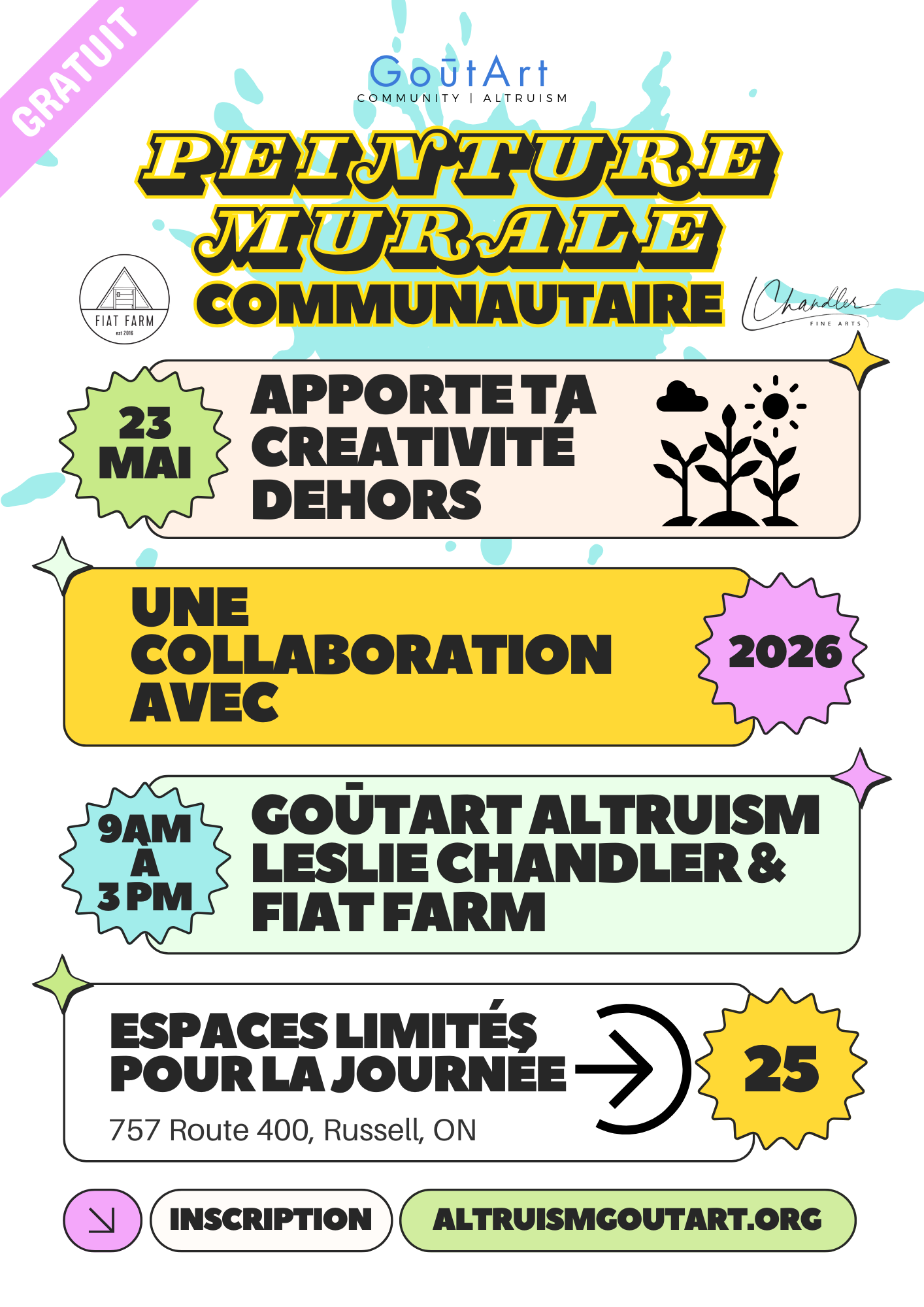 Community Mural Day with Leslie Chandler at Fiat Farm